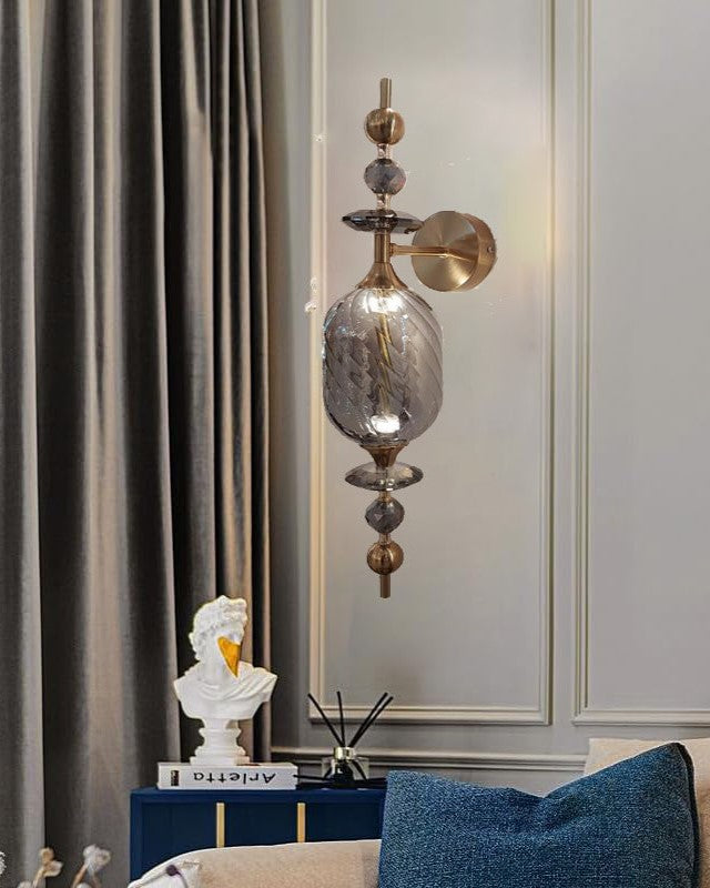 Vintage Royal Barrel Glass Wall Light - Smoke