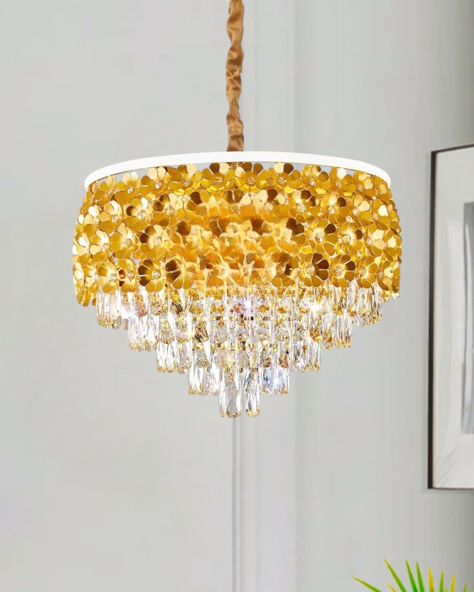 Golden Glimmer Crystal Chandelier - 50 CM