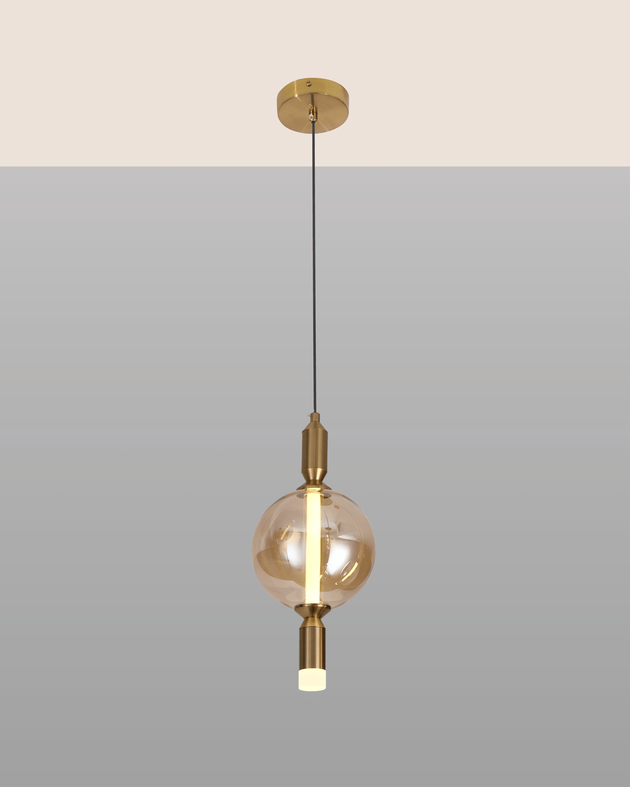 "Lumen Orb" Globe Glass Pendant Light - Amber