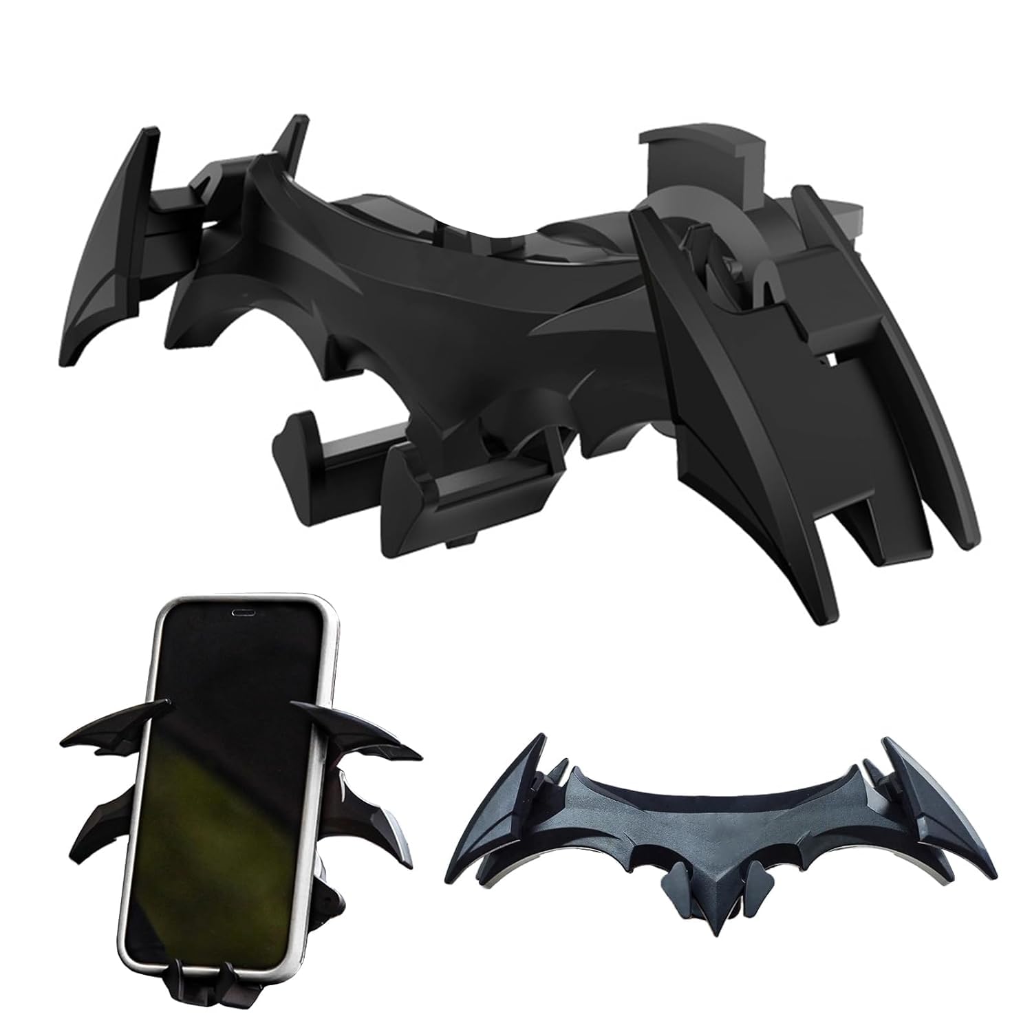 BatHold: Dark Bat-Inspired Gravity Car & Desk Phone Holder, Automatic Locking Bat-Shaped Mount for Hands-Free Use, Unique Gift for Men & Desk Accessories