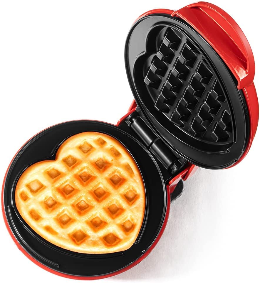 LoveWaffle: Mini Heart-Shaped Waffle Maker with Non-Stick Plates & 350W Stainless Steel Electric Design for Perfect Belgian Waffles