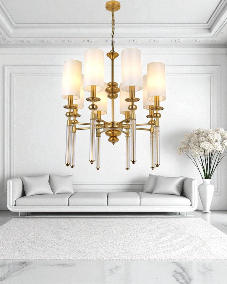 "Golden Column" Contemporary Chandelier - 8 lights