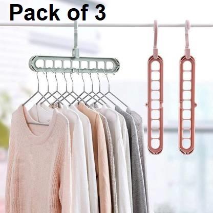 Hangaroo: 3-Pack Space-Saving Folding Hangers with 360¬¨‚àû Swivel Hook & 9-Hole Anti-Skid Design for Closet Organization