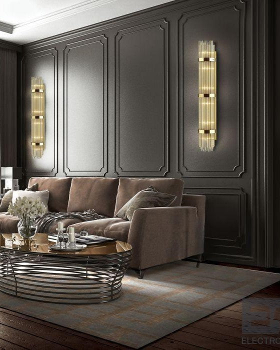 Gold Glass Rod Wall Light
