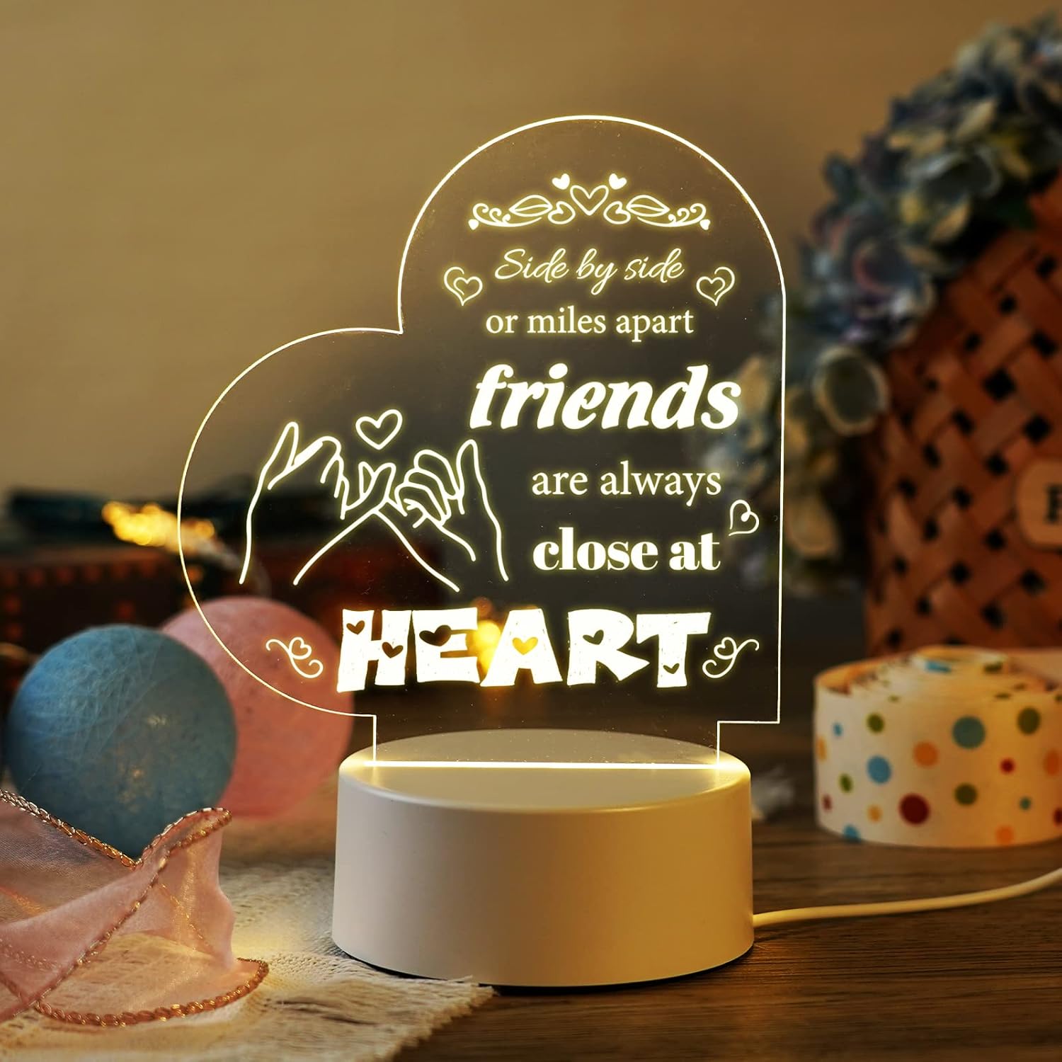 Scribbly: 3D Heart-Shaped LED Message Board ‚Äö√Ñ√¨ Erasable Acrylic Night Lamp with Marker Pens for Gifting, Desk Decor & Personalized Love Notes