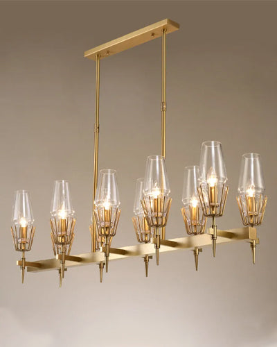 Regal Aura Rectangular Chandelier - 10 Bulbs