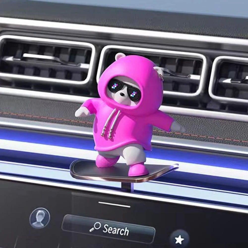 SkateMate: Skater Bear Dashboard Ornament with Fun Pulley Design for Car Interior D‚àö¬©cor & Gifts