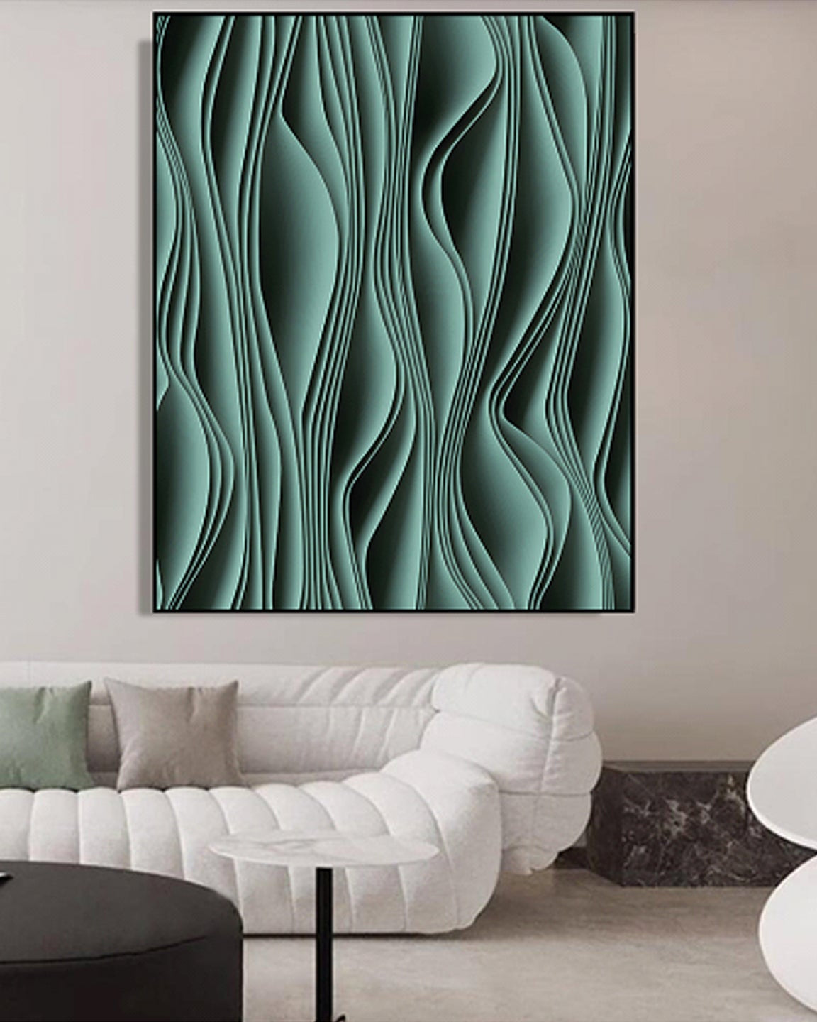 Whispers of Form 3D Abstract Oil Painting - Green