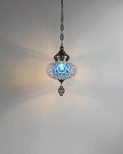 Mosaic Glow Turkish Pendant Light - Blue