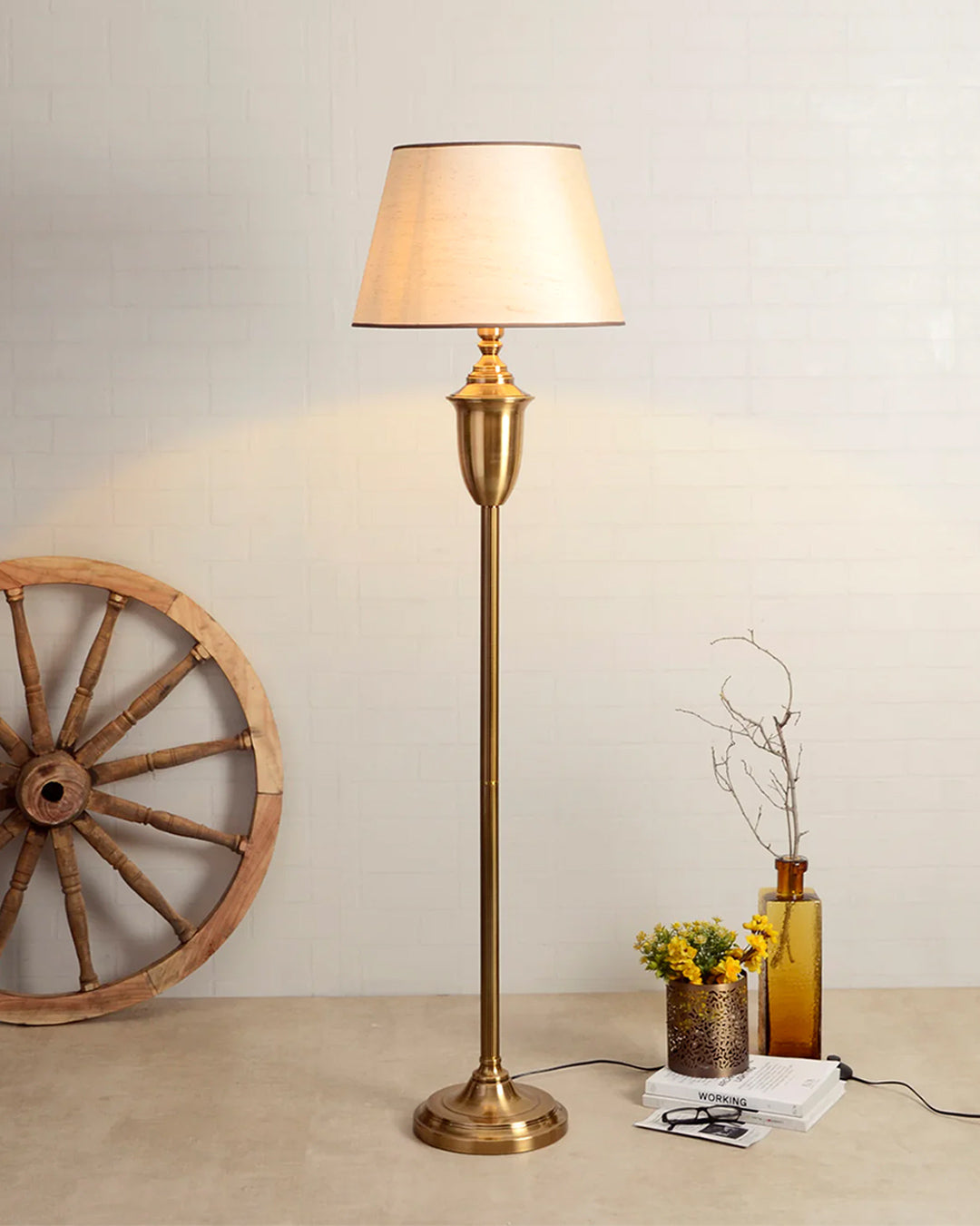 Mid-Century Gold Metal Floor Lamp