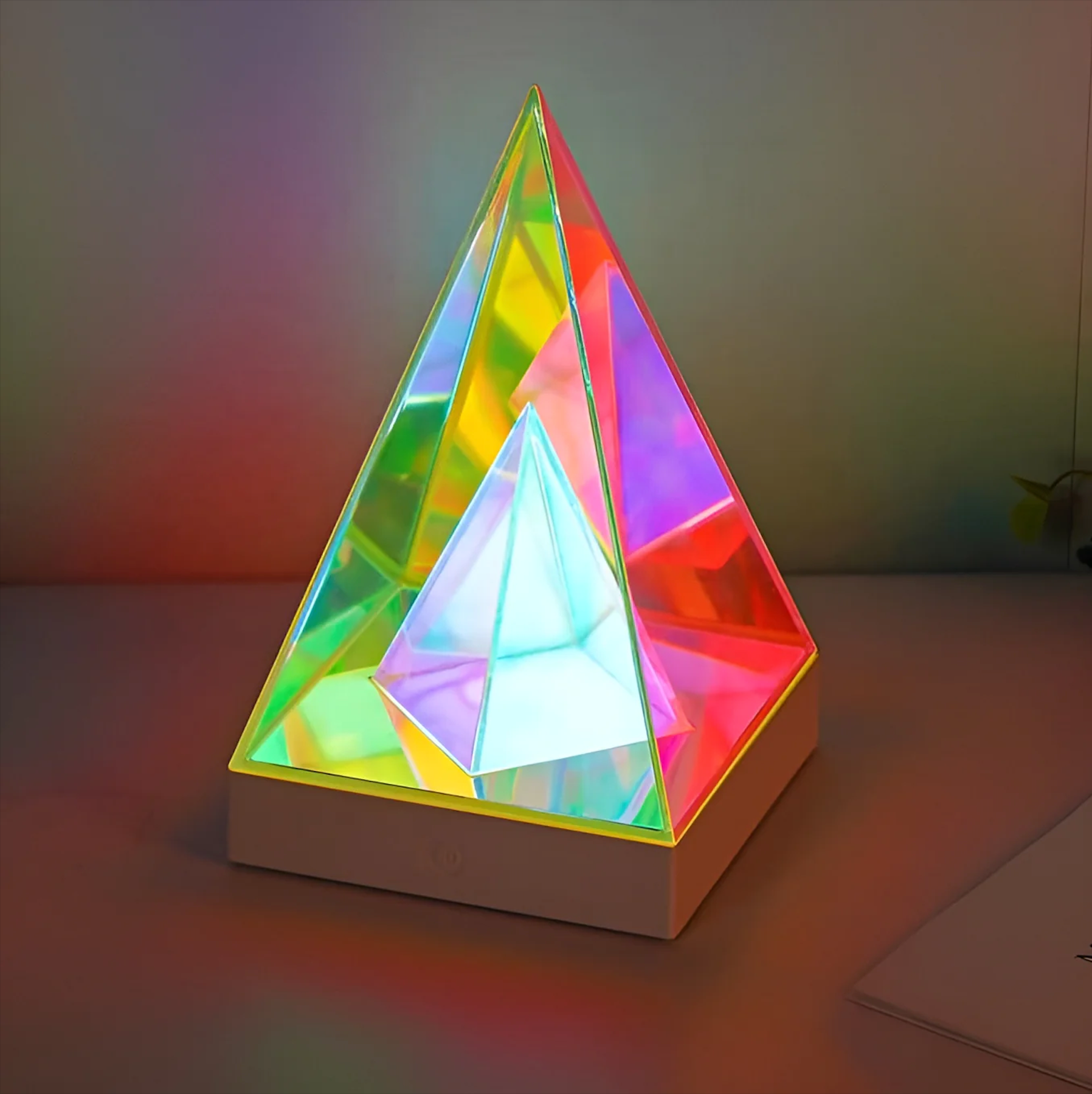 Floyd: 3D Acrylic RGB Prism Lamp with USB Power & Color-Changing Glow for Bedroom & Decorative Lighting