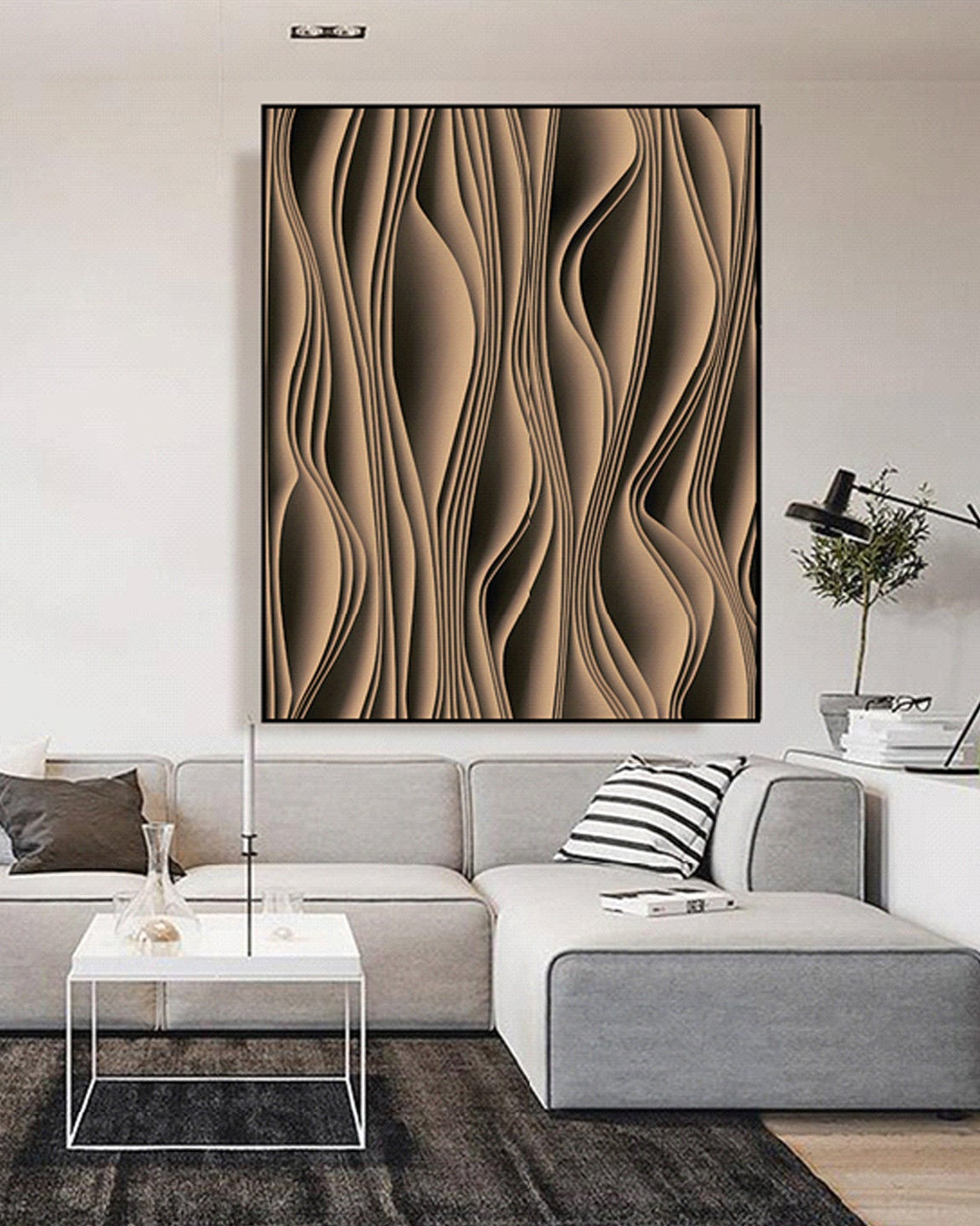 Whispers of Form 3D Abstract Oil Painting - Brown