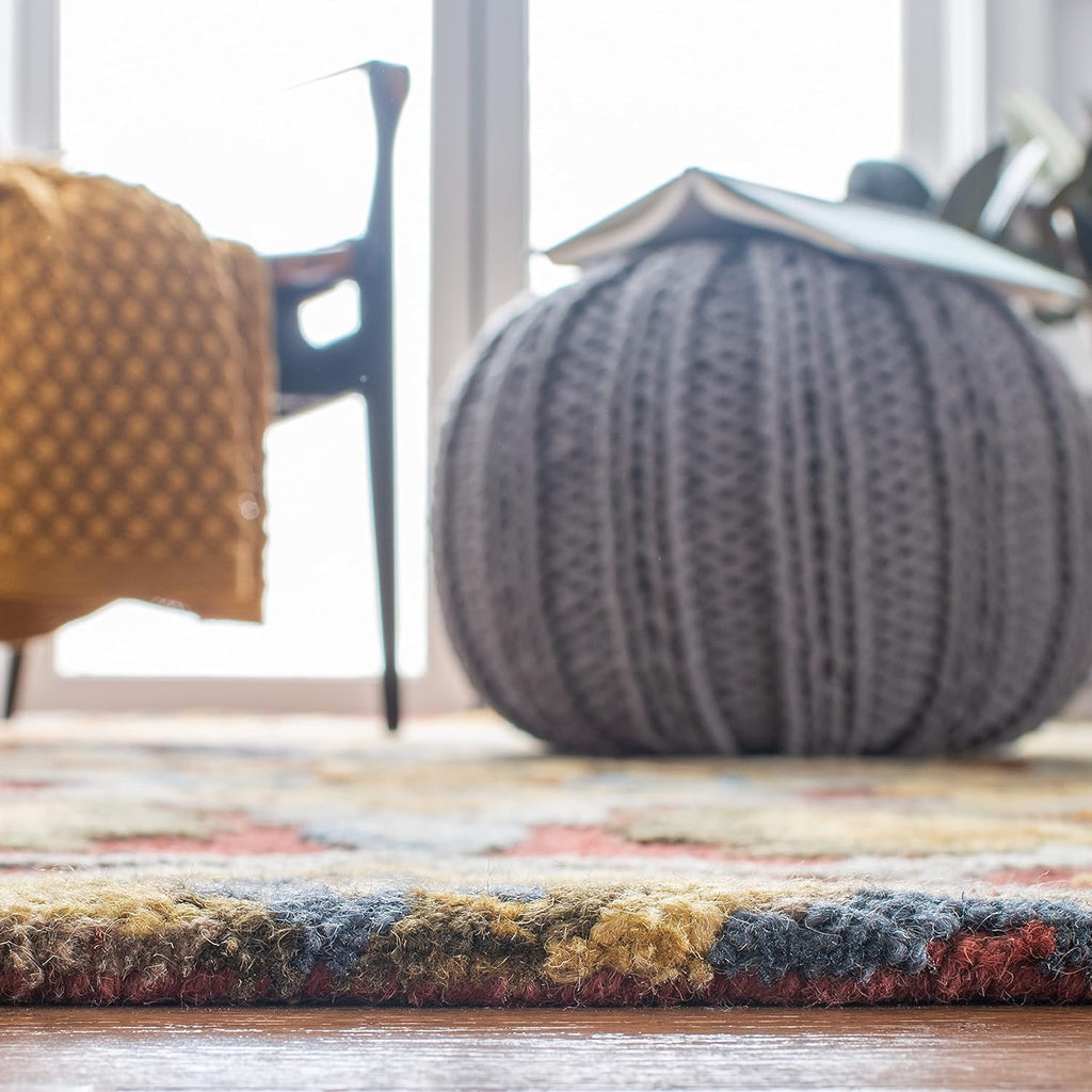 Midnight Flora Red woolen Hand Tufted Carpet