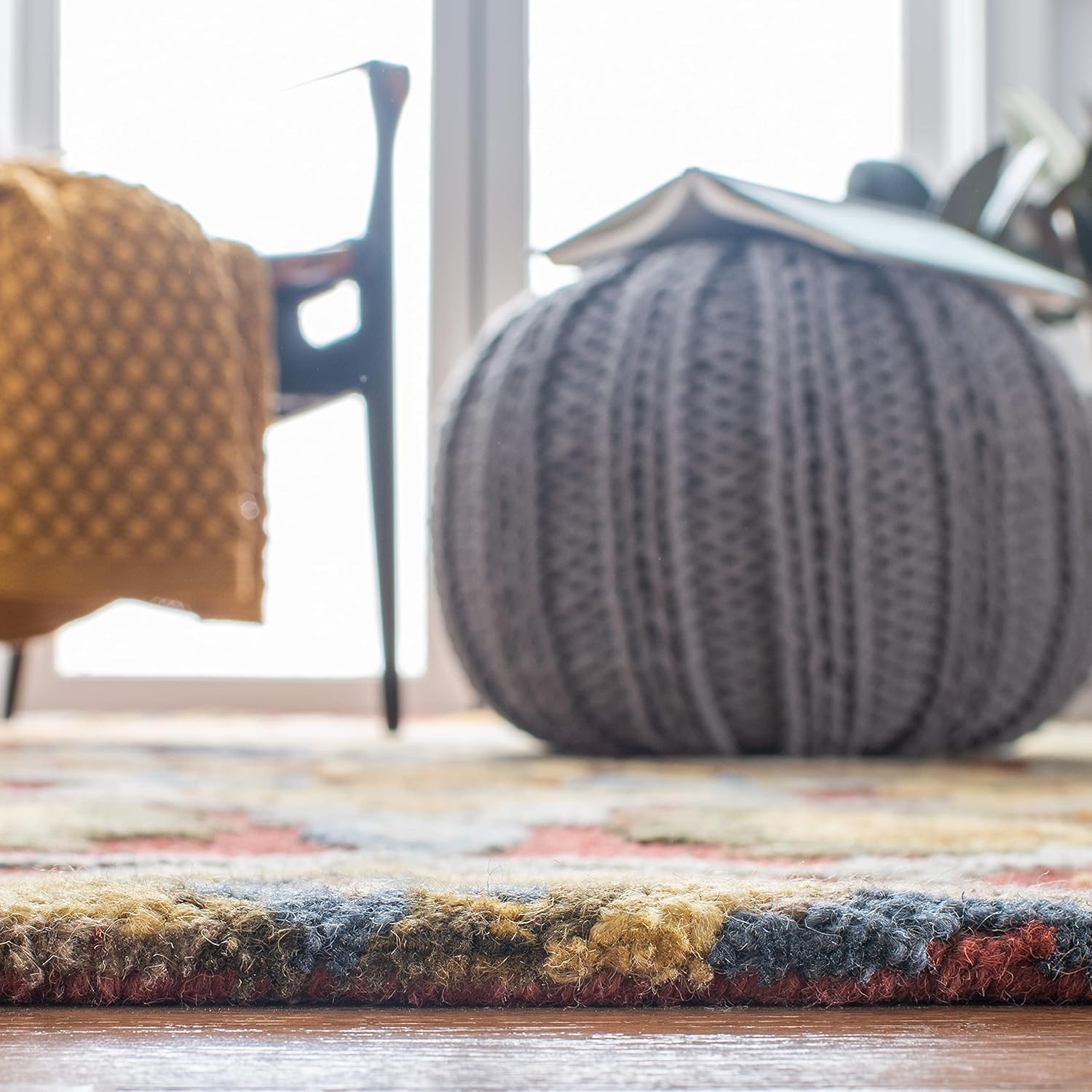 Midnight Flora Red woolen Hand Tufted Carpet