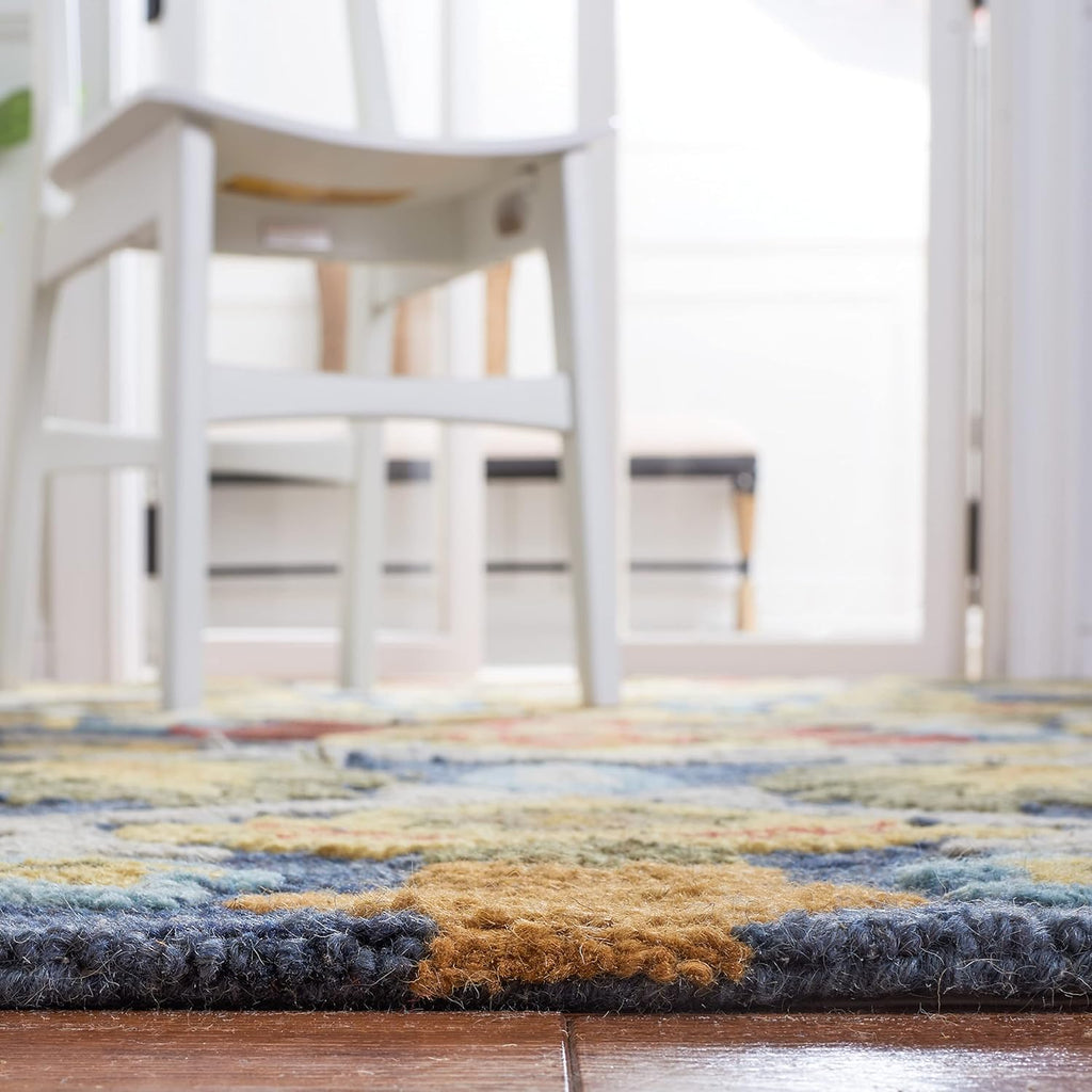Midnight Flora Blue woolen Hand Tufted Carpet