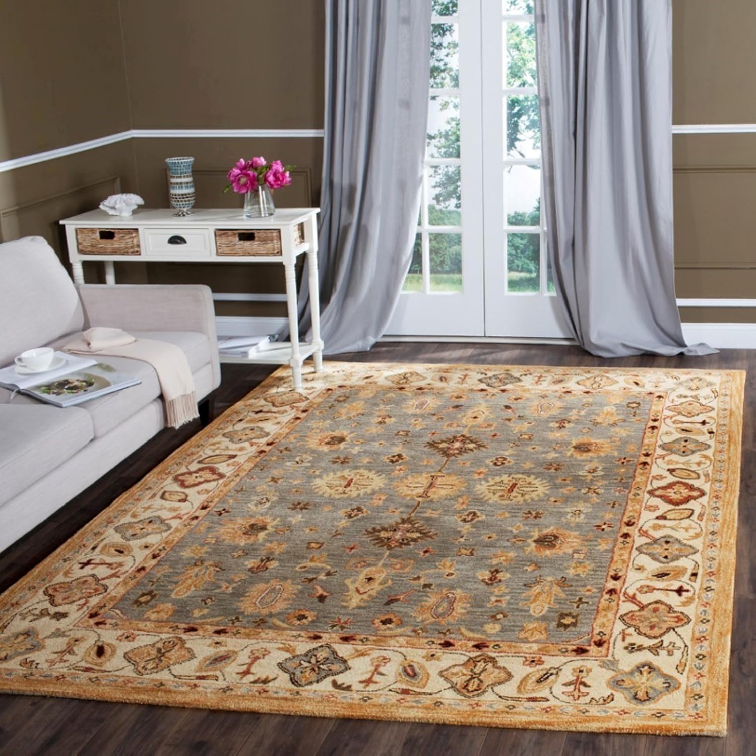 Vintage Vistas Green Yellow woolen Hand Tufted Carpet