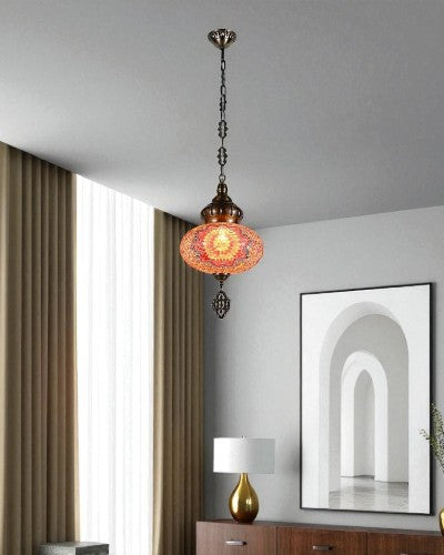 Mosaic Glow Turkish Pendant Light - Orange
