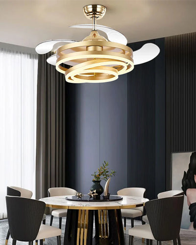 Solstice Retractable Ceiling Fan + Chandelier Light (with Remote Control)