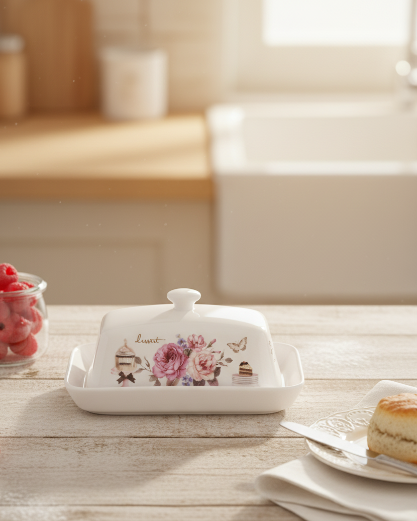 Parisian Rose Caf‚àö¬© Butter Dish