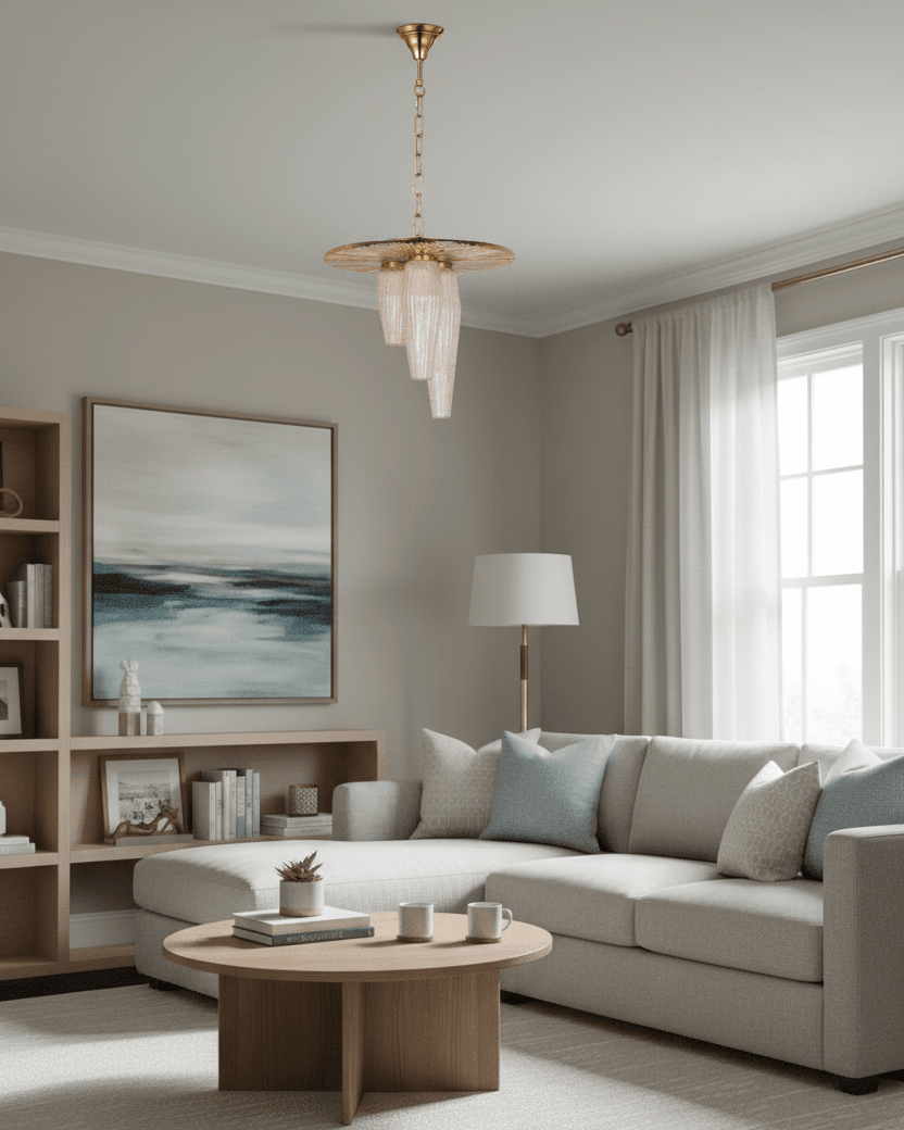 Vintage Ribbed Glass Pendant Light