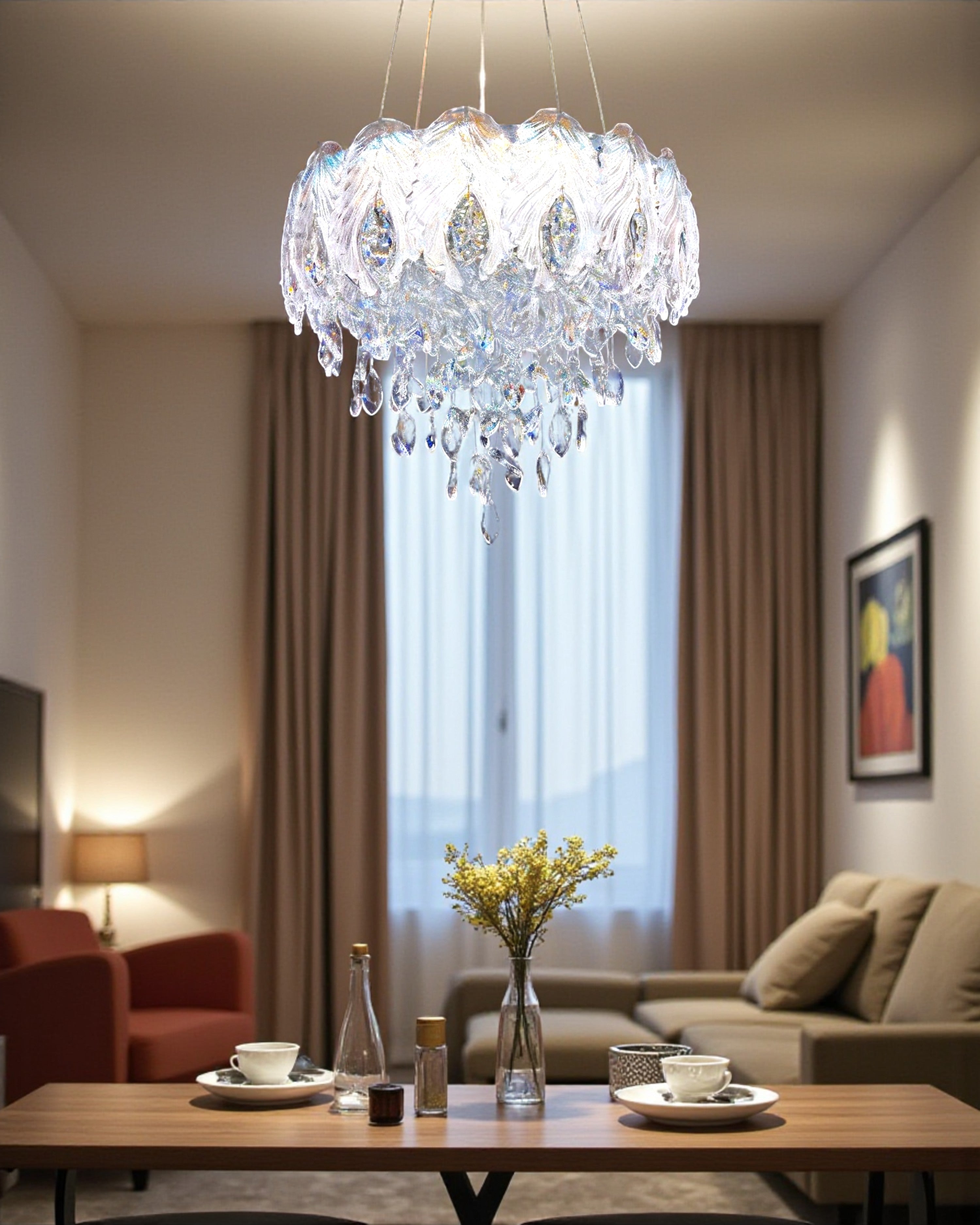 Crystal Feather Elegance Chandelier - 600MM