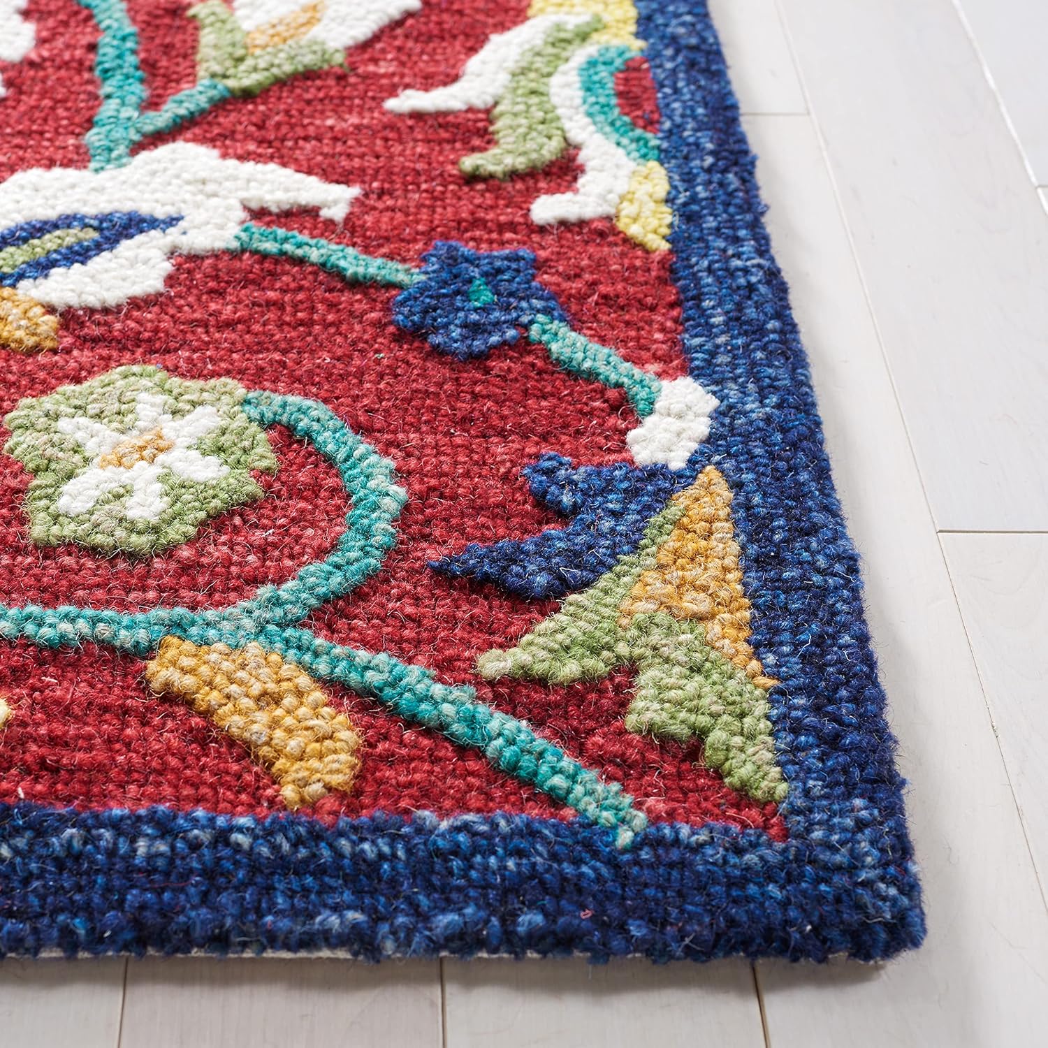 Midnight Flora Red2 woolen Hand Tufted Carpet