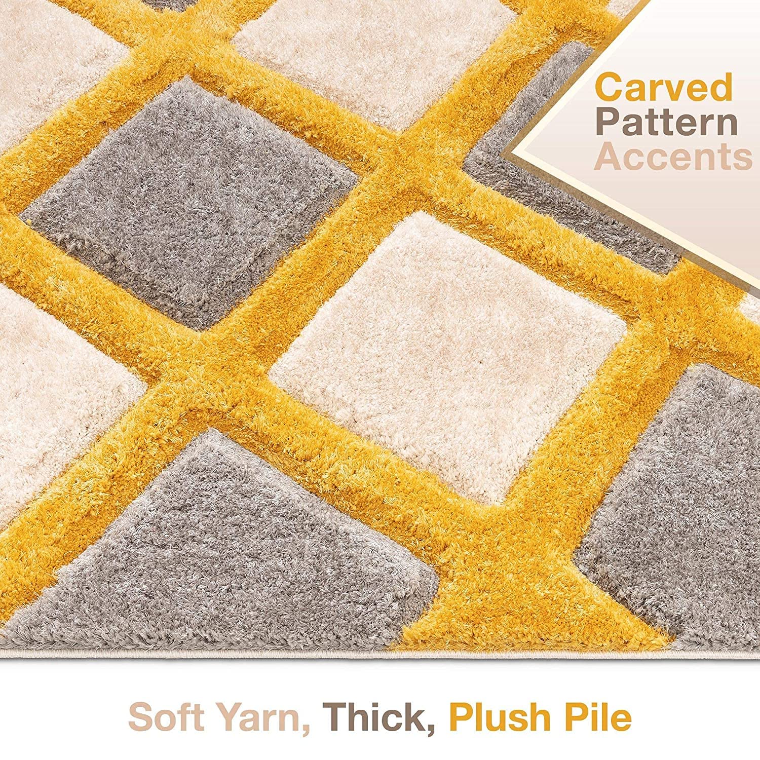 Yellow Boxes Shaggy Carpet