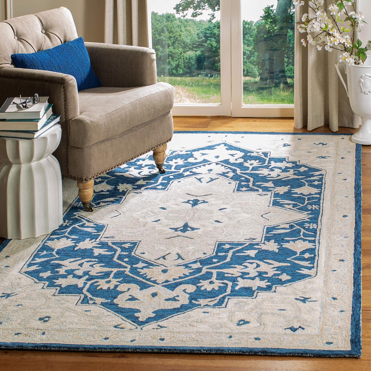 Golbahar Blue woolen Hand Tufted Carpet