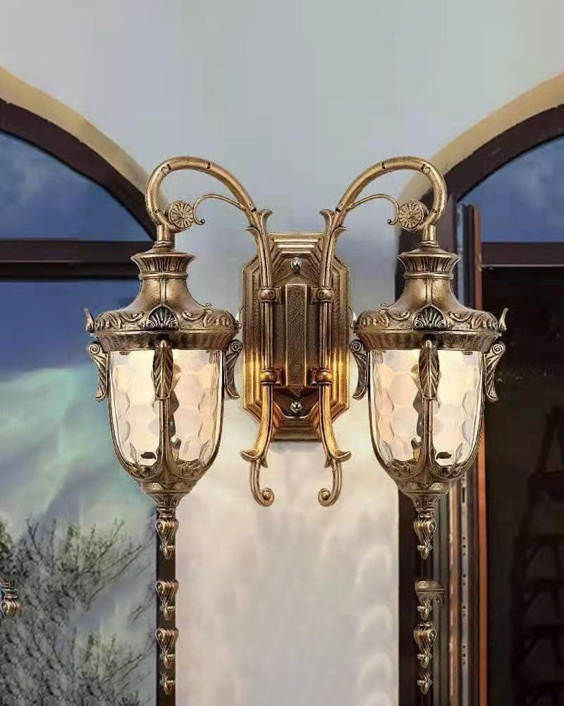 Regal Twin Lantern Outdoor Wall Light - Gold