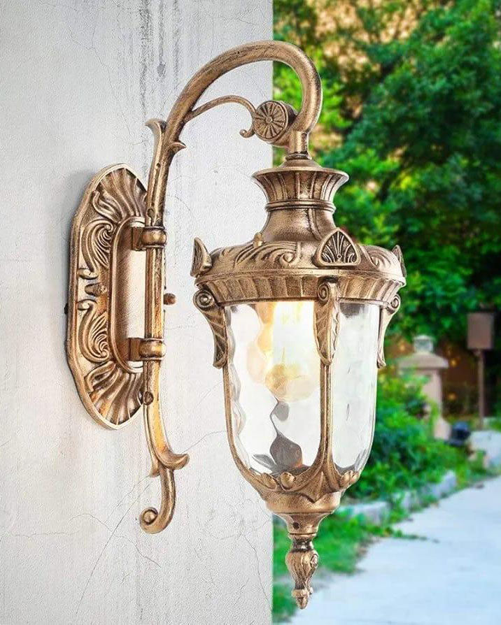 Vintage Lantern Outdoor Wall Light - Gold