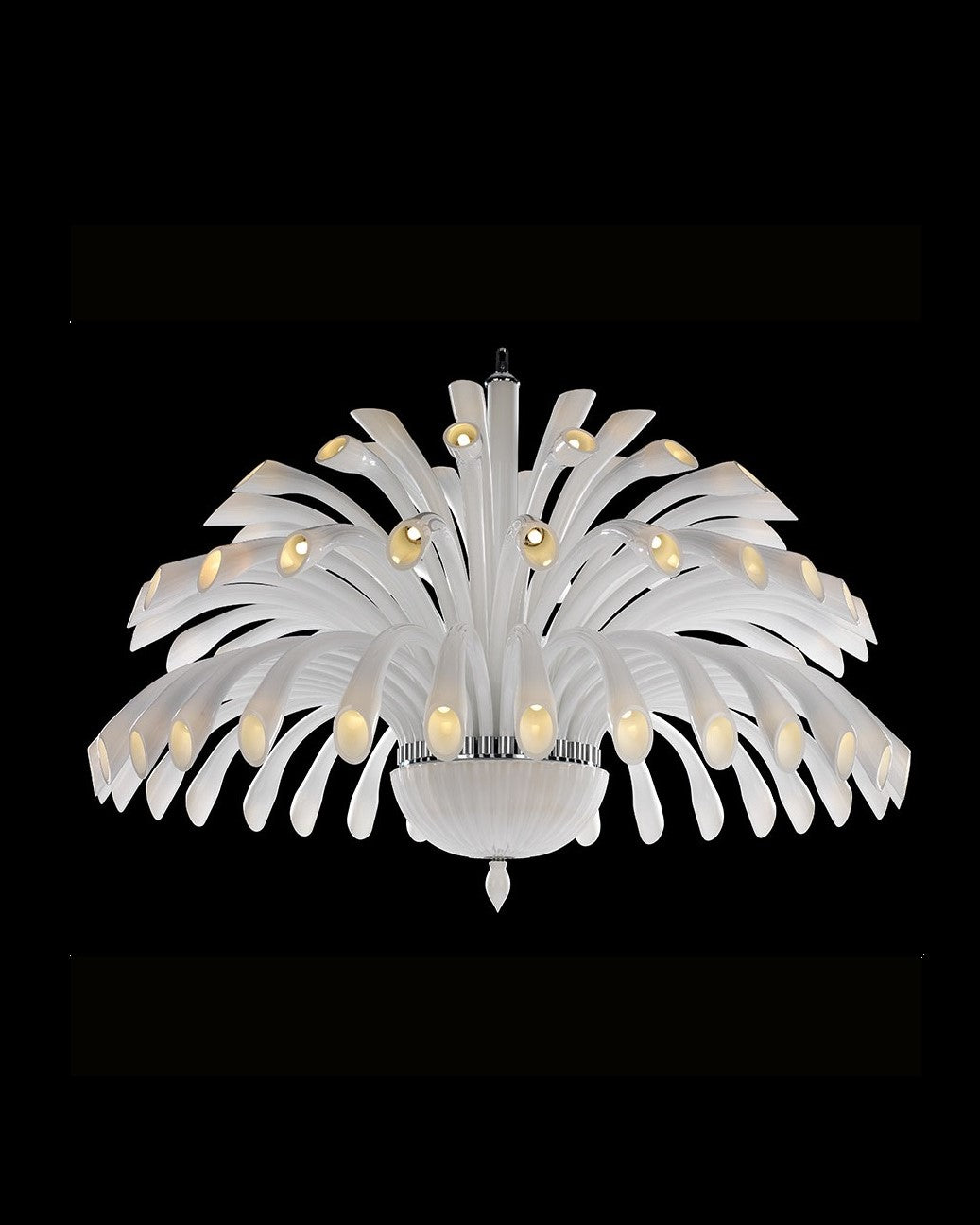 Opaline Crown Glass Chandelier - White