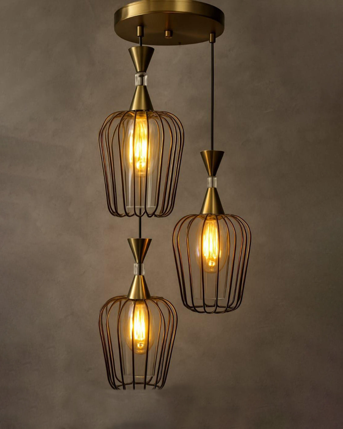 Golden Cage Cluster Pendant Light