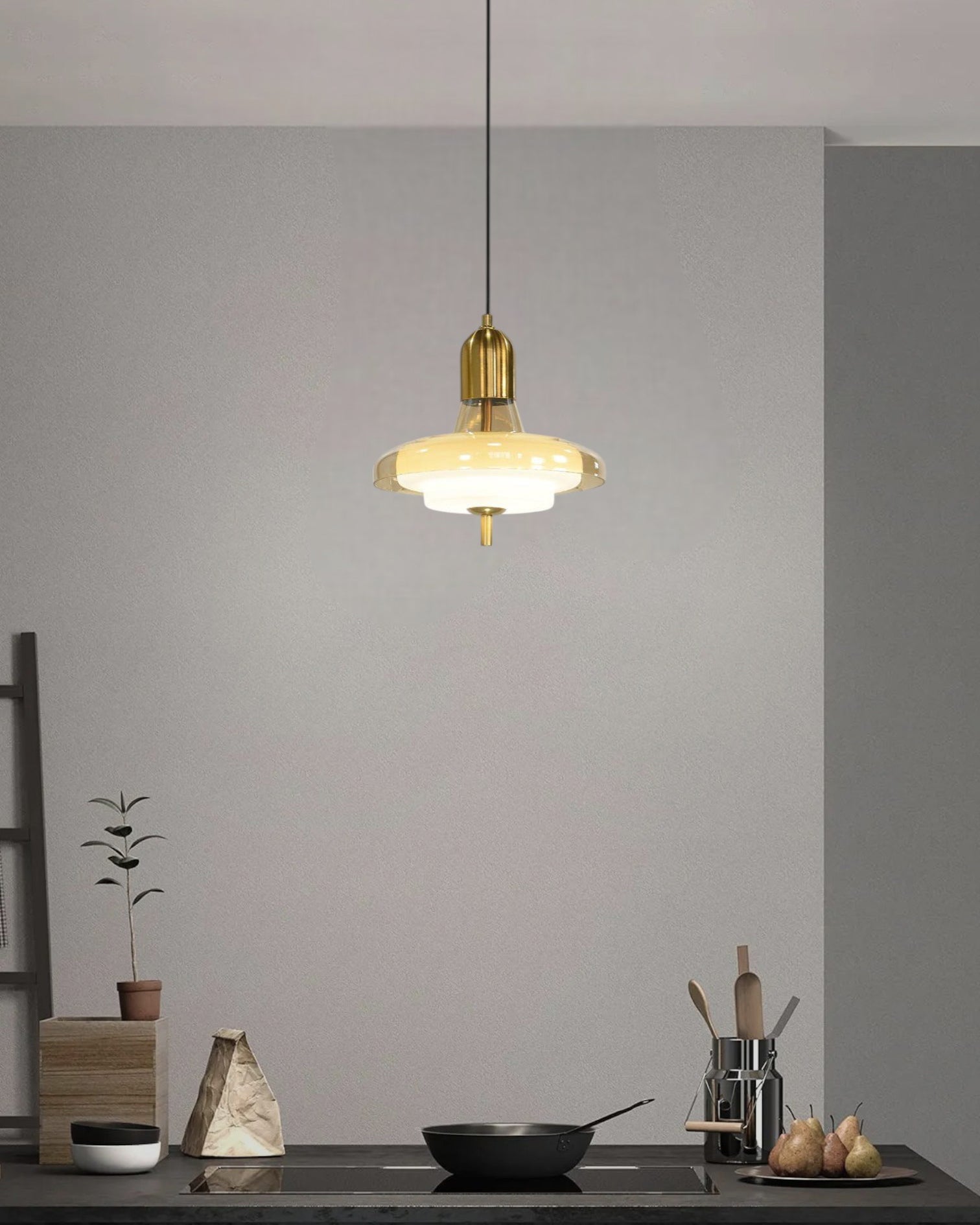 Amber Glass Hanging Pendants Lamp