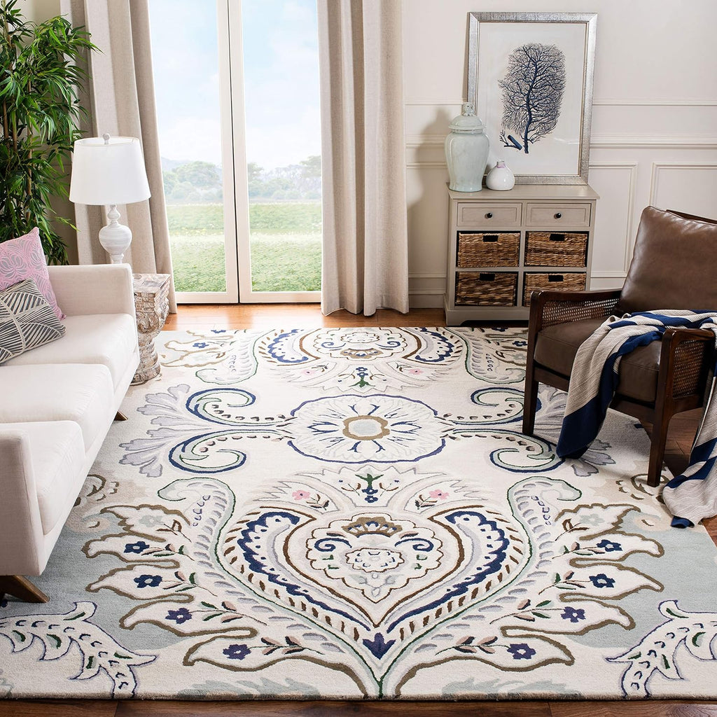 Shiro Hana White woolen Hand Tufted Carpet
