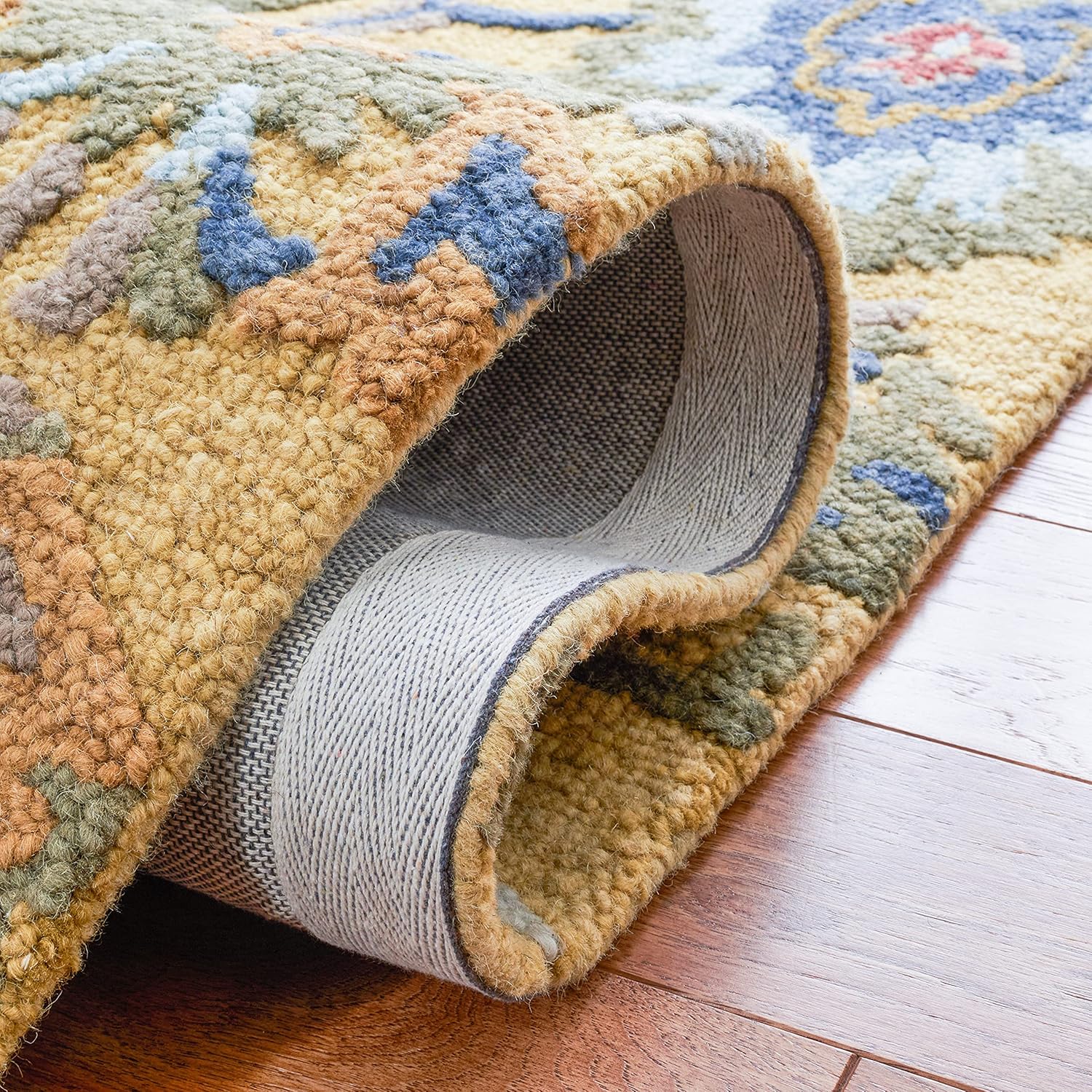 Midnight Flora Yellow woolen Hand Tufted Carpet