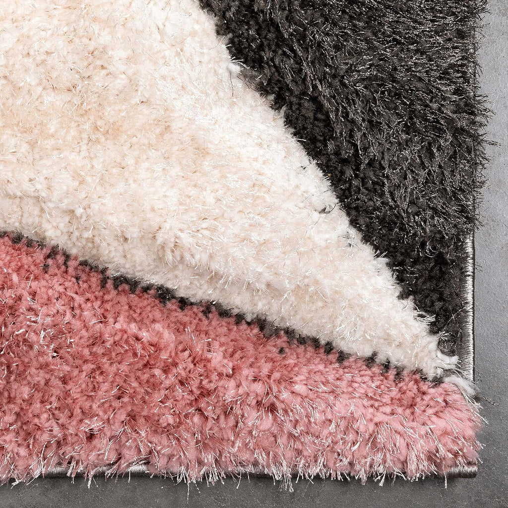 Pink Black Triangle Shaggy Carpet