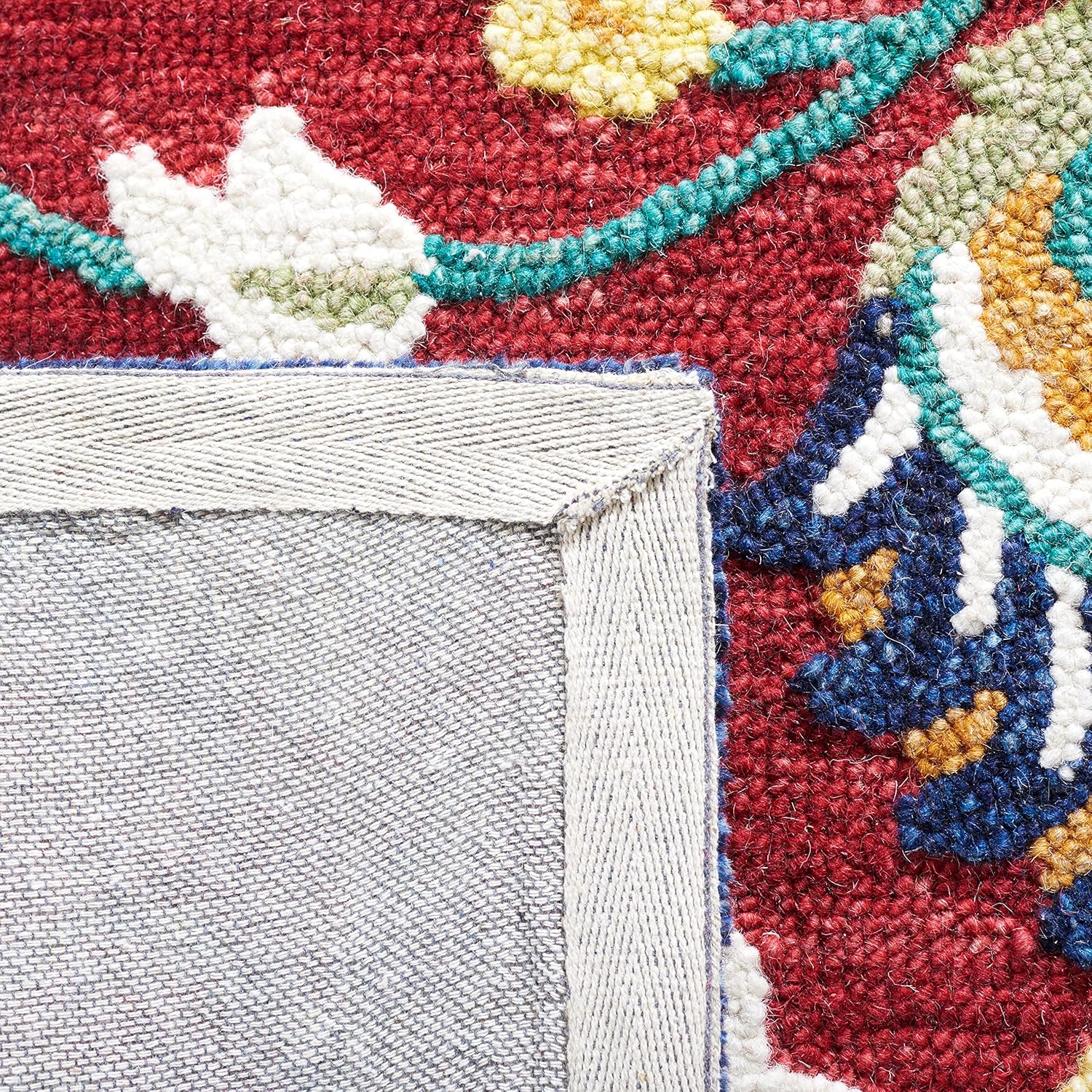 Midnight Flora Red2 woolen Hand Tufted Carpet