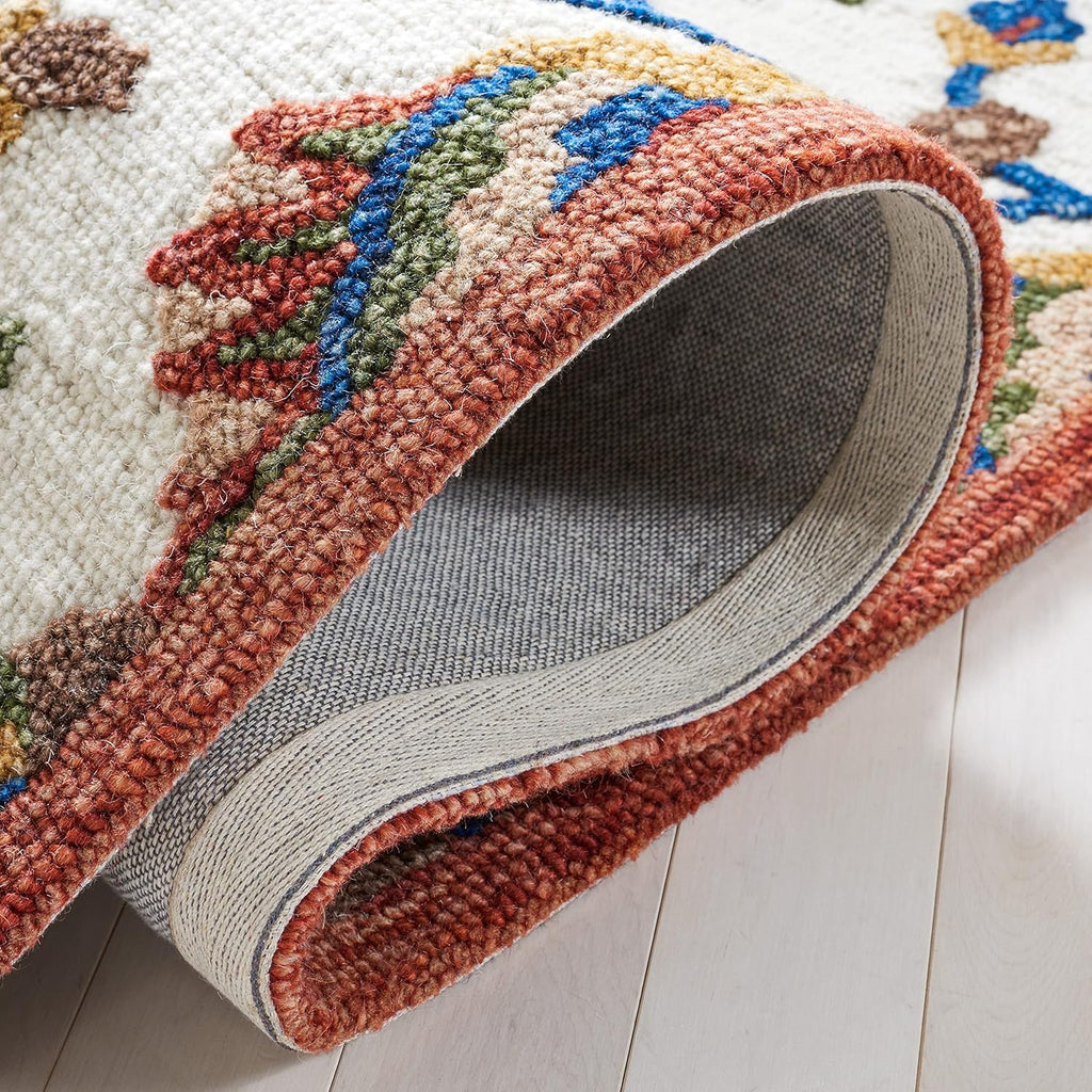 Midnight Flora White woolen Hand Tufted Carpet