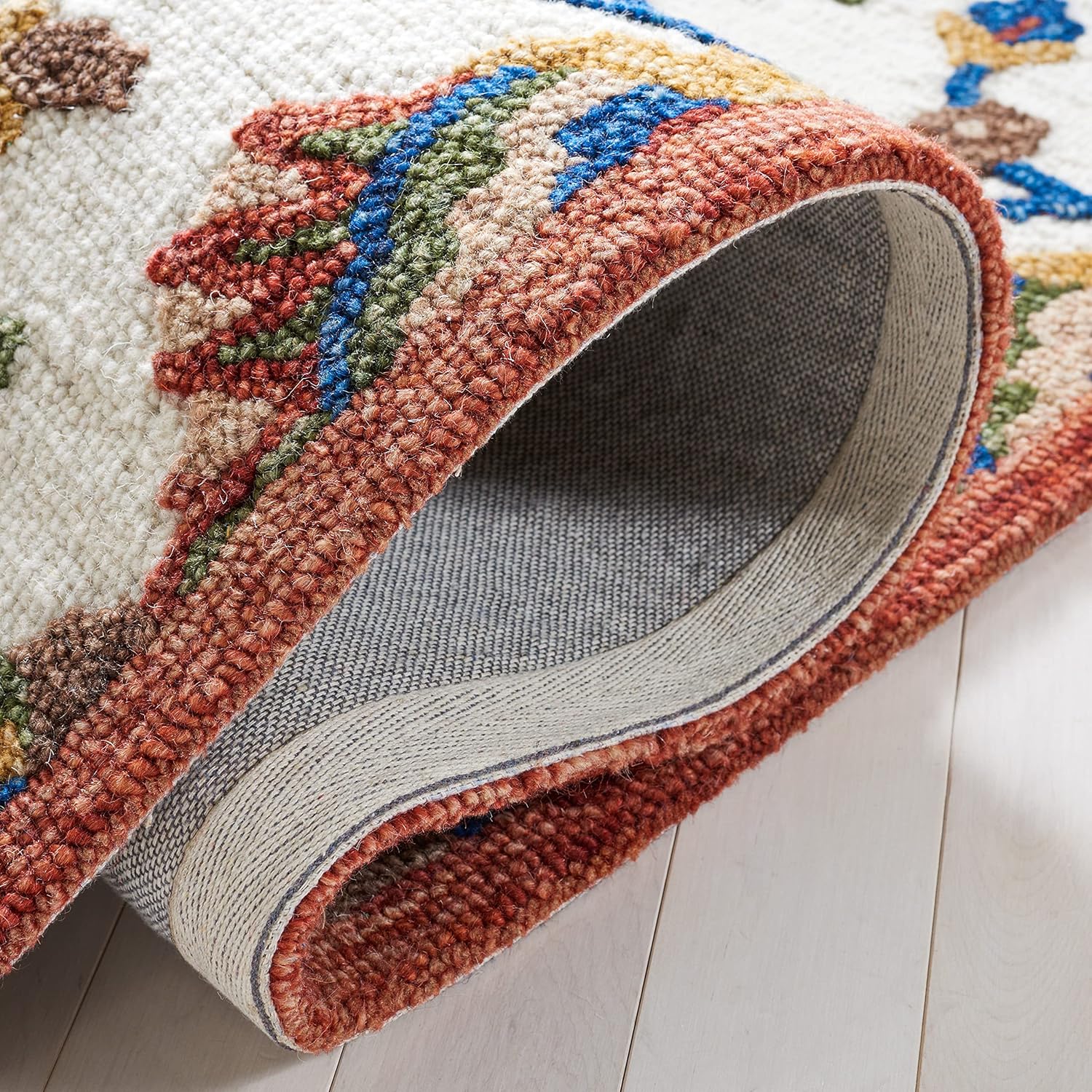 Midnight Flora White woolen Hand Tufted Carpet