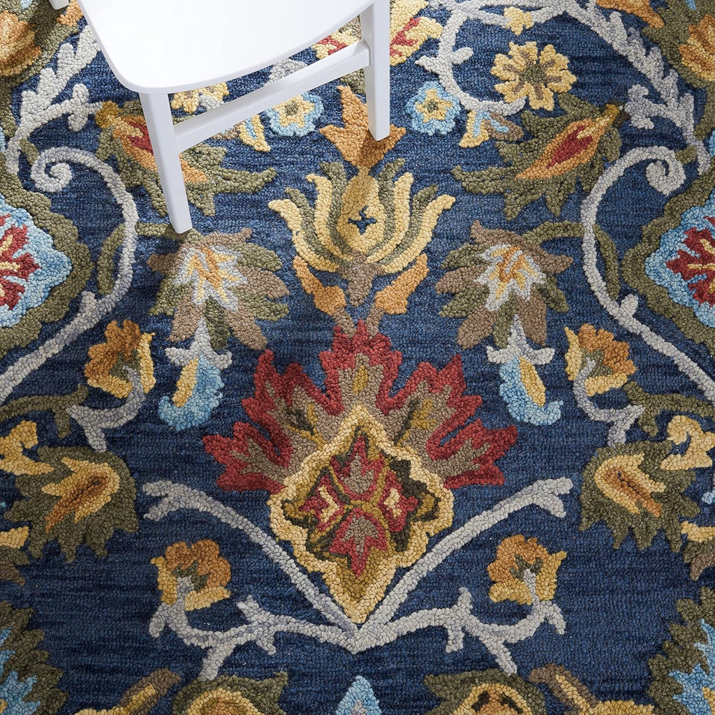 Midnight Flora Blue woolen Hand Tufted Carpet