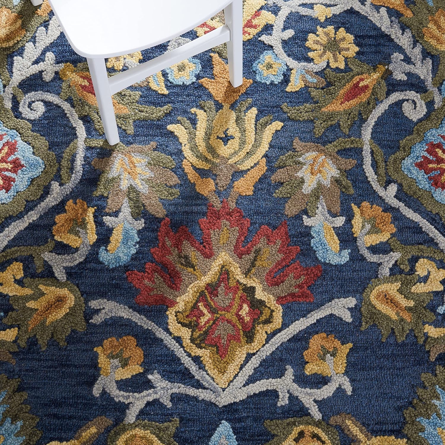 Midnight Flora Blue woolen Hand Tufted Carpet