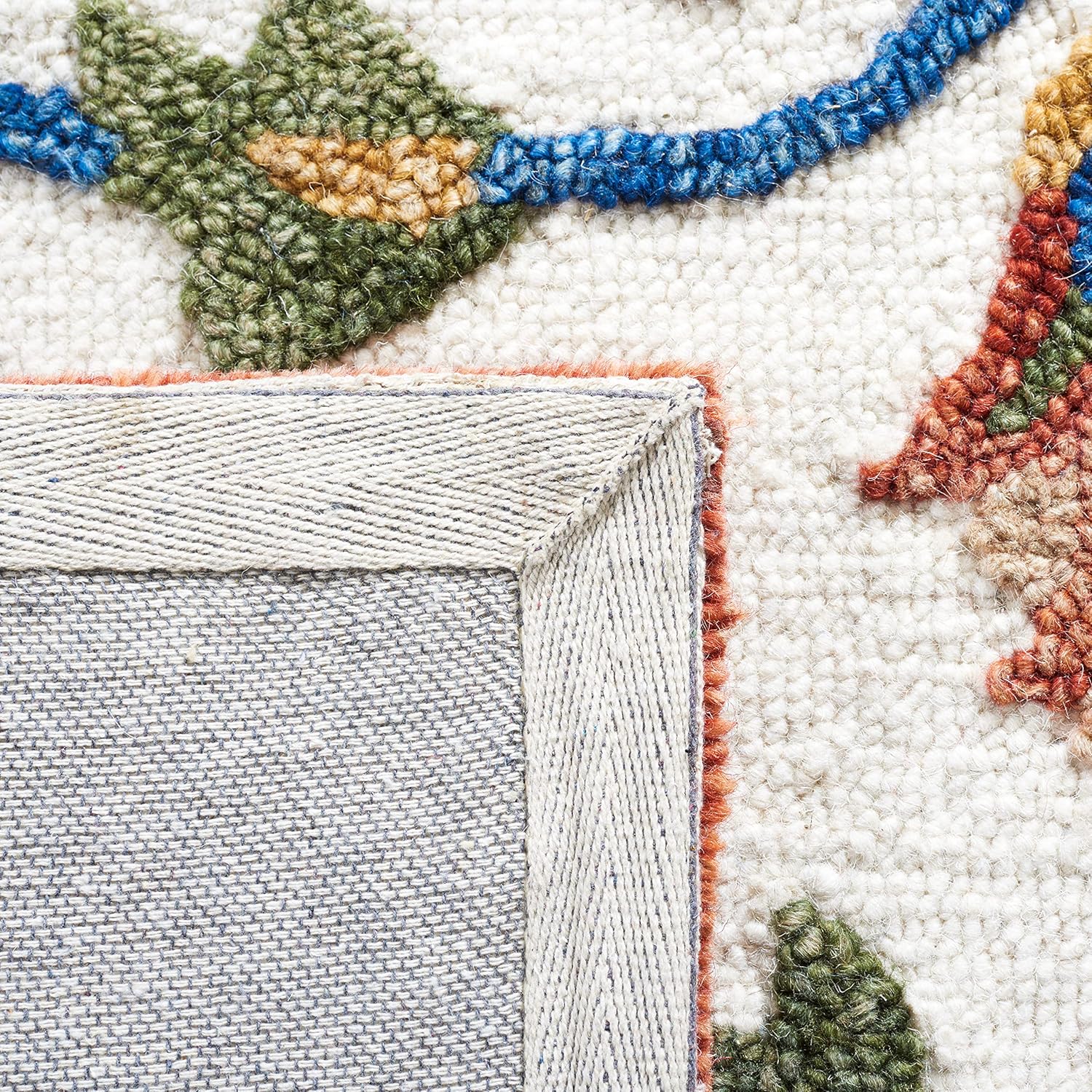 Midnight Flora White woolen Hand Tufted Carpet