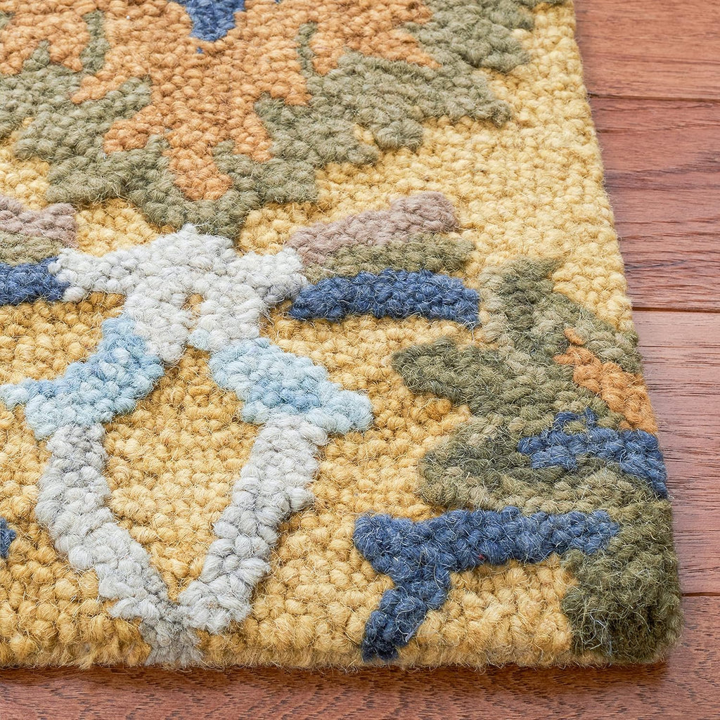 Midnight Flora Yellow woolen Hand Tufted Carpet
