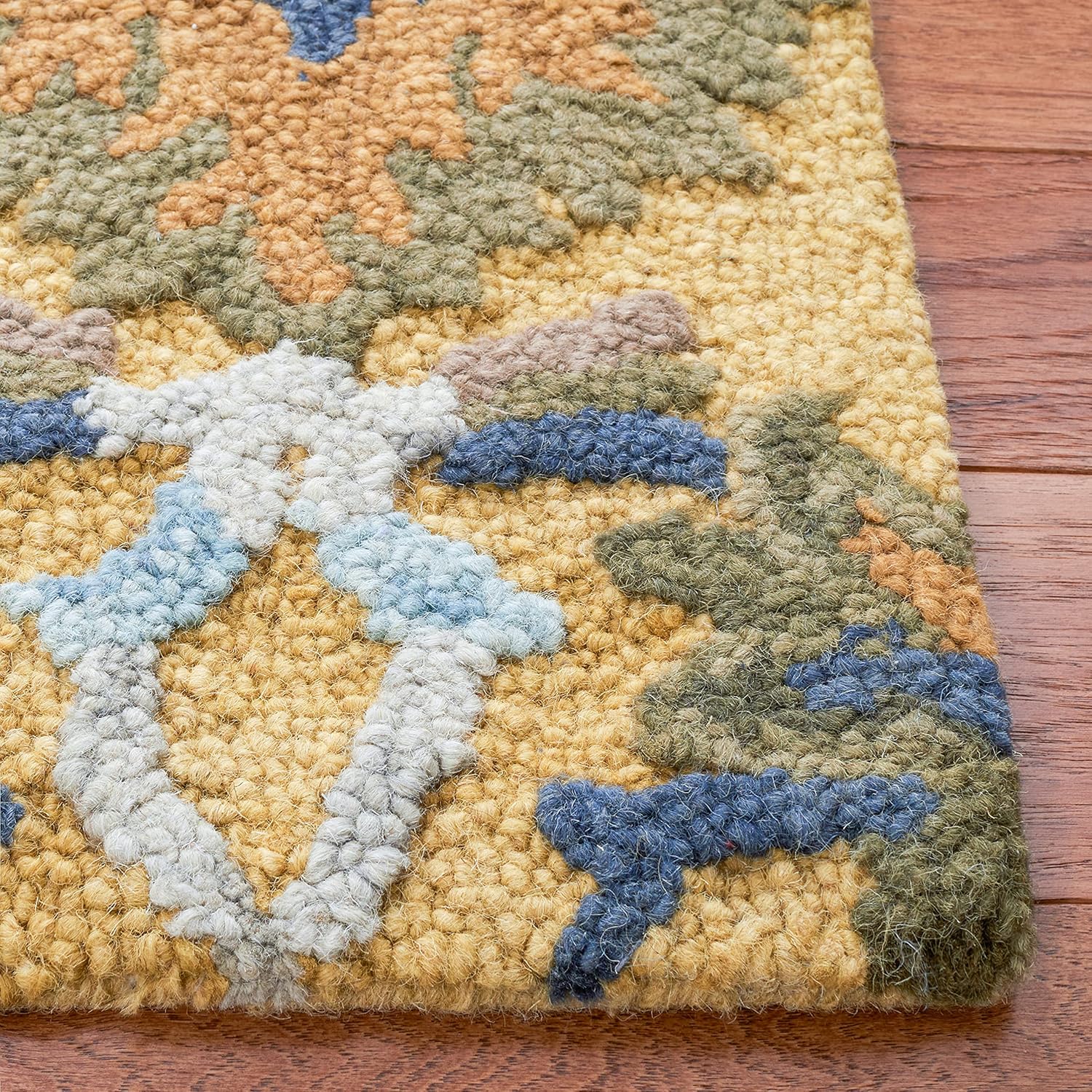 Midnight Flora Yellow woolen Hand Tufted Carpet