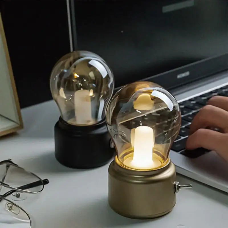 RetroGlow: Vintage-Style USB Rechargeable LED Bulb with Warm White Light for Night Lamp & Desk D‚àö¬©cor