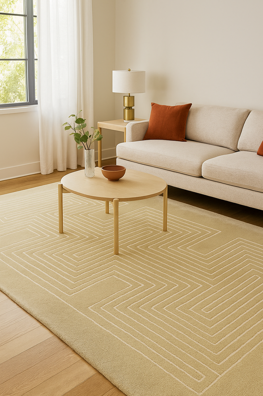 Kubus Beige woolen Hand Tufted Carpet