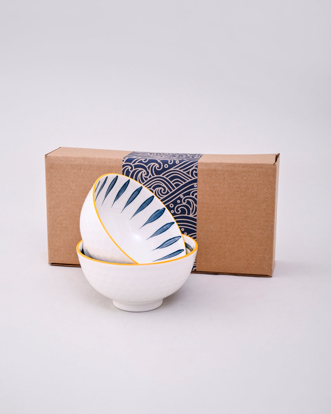 Sapphire Lines Ceramic Katori - Set Of 2