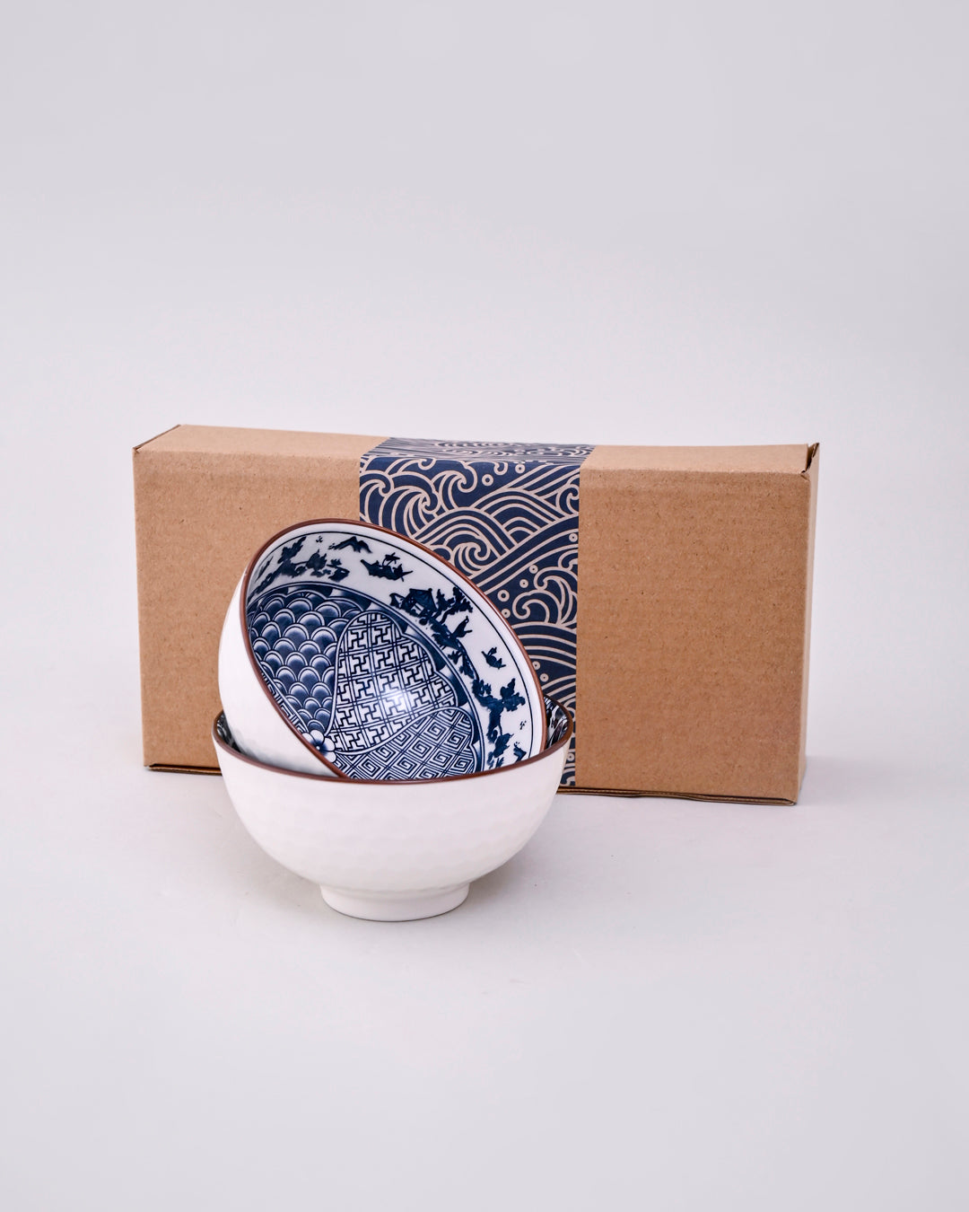 Blue & White Mingled Katori - Set Of 2