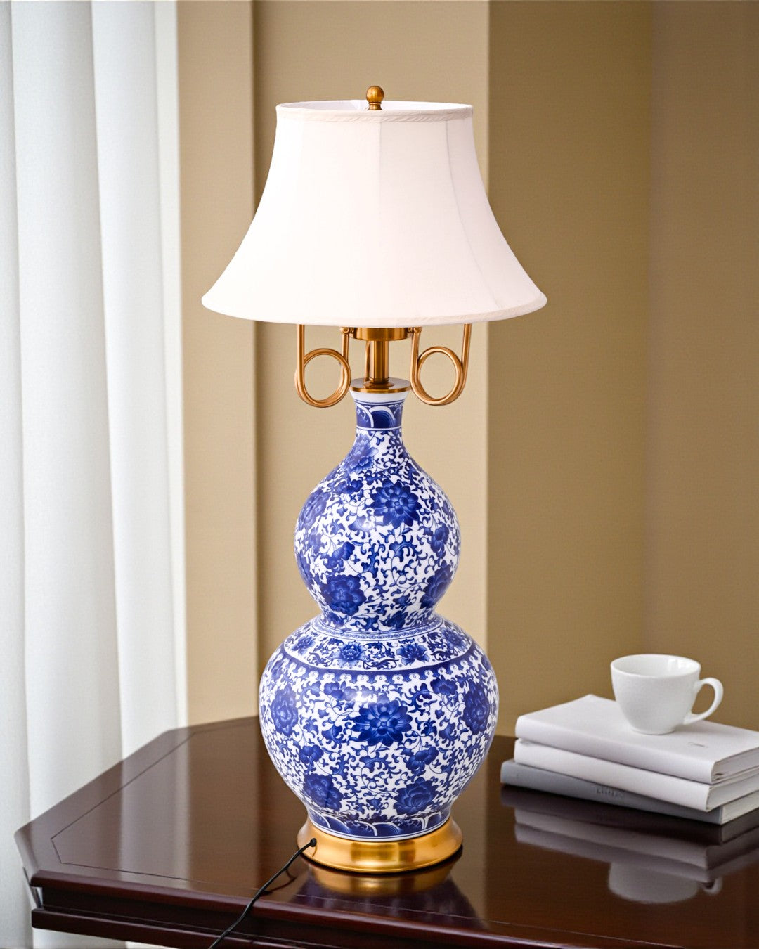 Blue and White Double Gourd Table Lamp