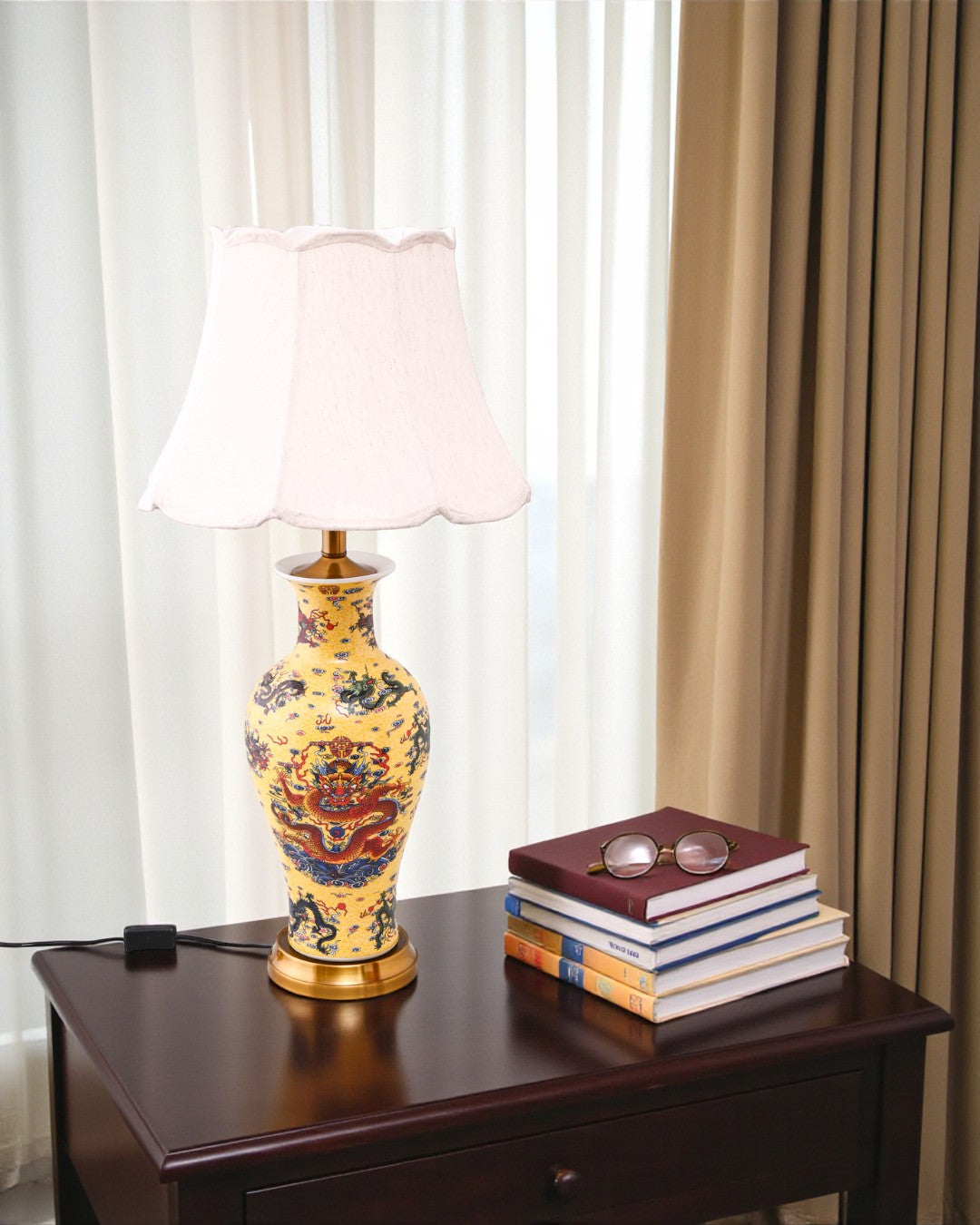 Dragon Motifs Symbolizing Ceramic Table Lamp